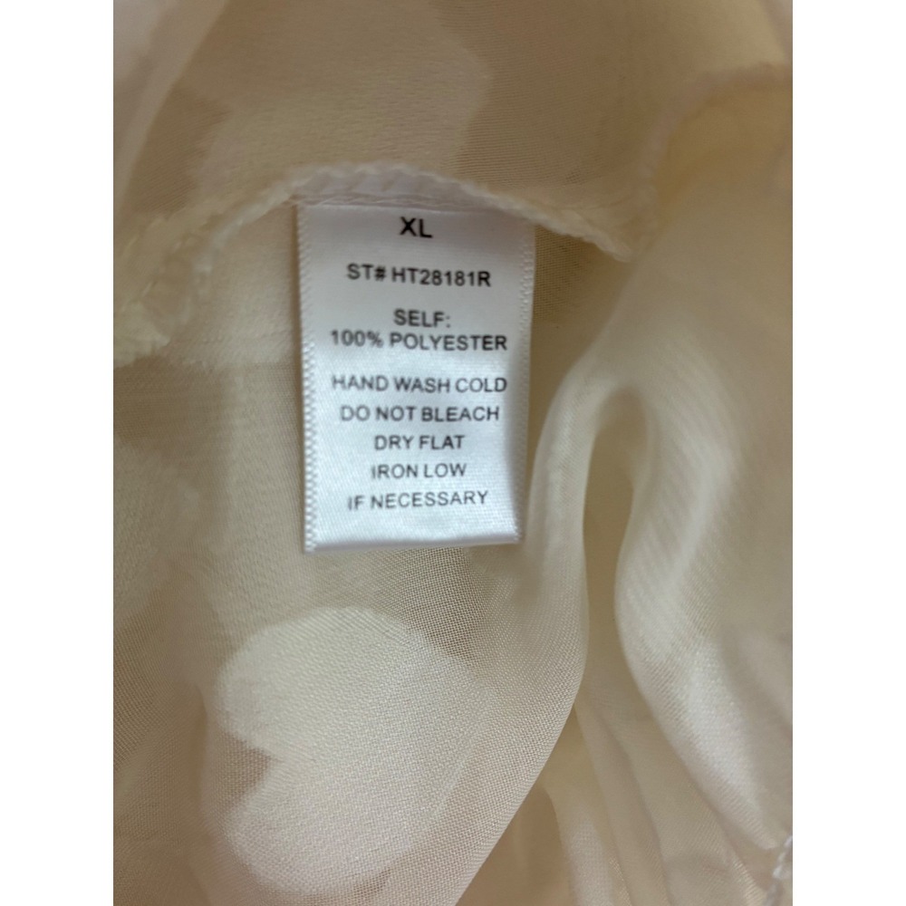 Heart Sheer Blouse Women XL Cream Romantic Twee Top Feminine Balloon Sleeve - Picture 5 of 9